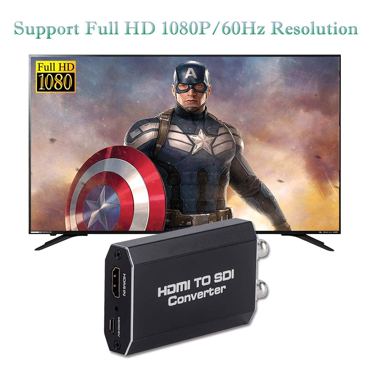 NÖRDIC HDMI til SDI-konverter 1080P HD-SDI Automatisk formatgjenkjenning Extender for kamera CCTV