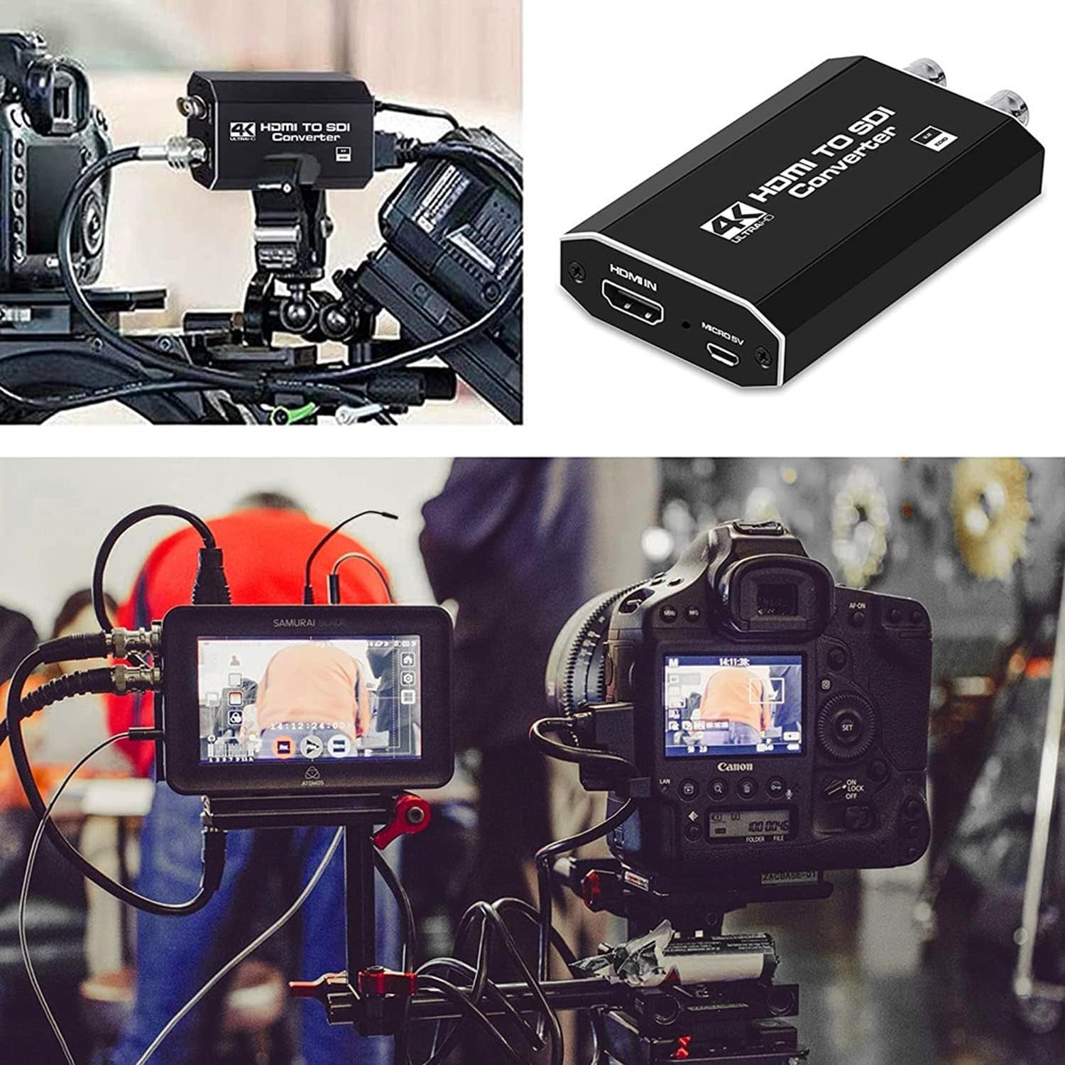 NÖRDIC HDMI til SDI-konverter 1080P HD-SDI Automatisk formatgjenkjenning Extender for kamera CCTV