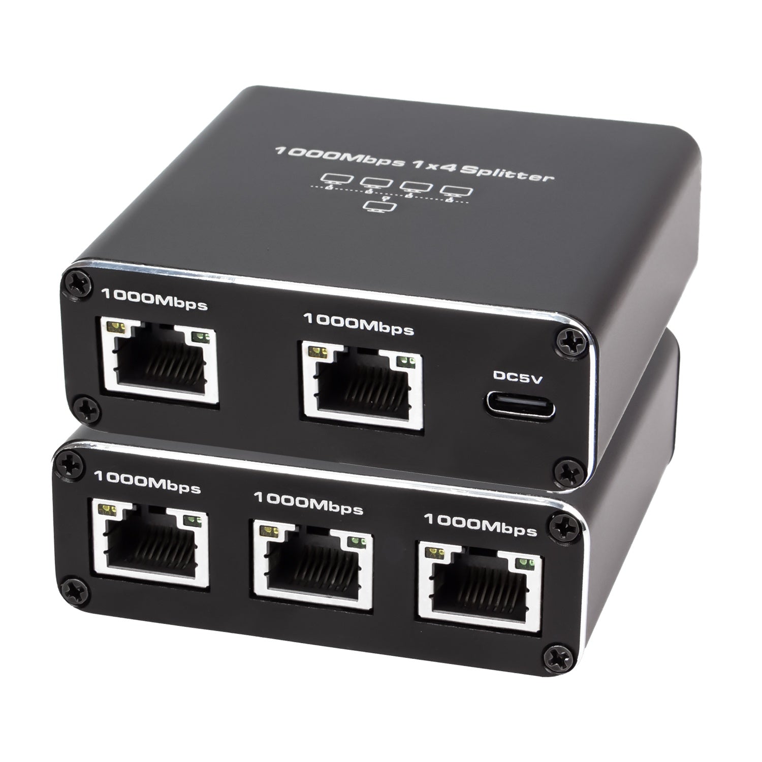 NÖRDIC LAN-splitter 1 til 4 1000 Mbps Gigabit Ethernet for datamaskin, laptop, switch, hub, ruter, digital-TV