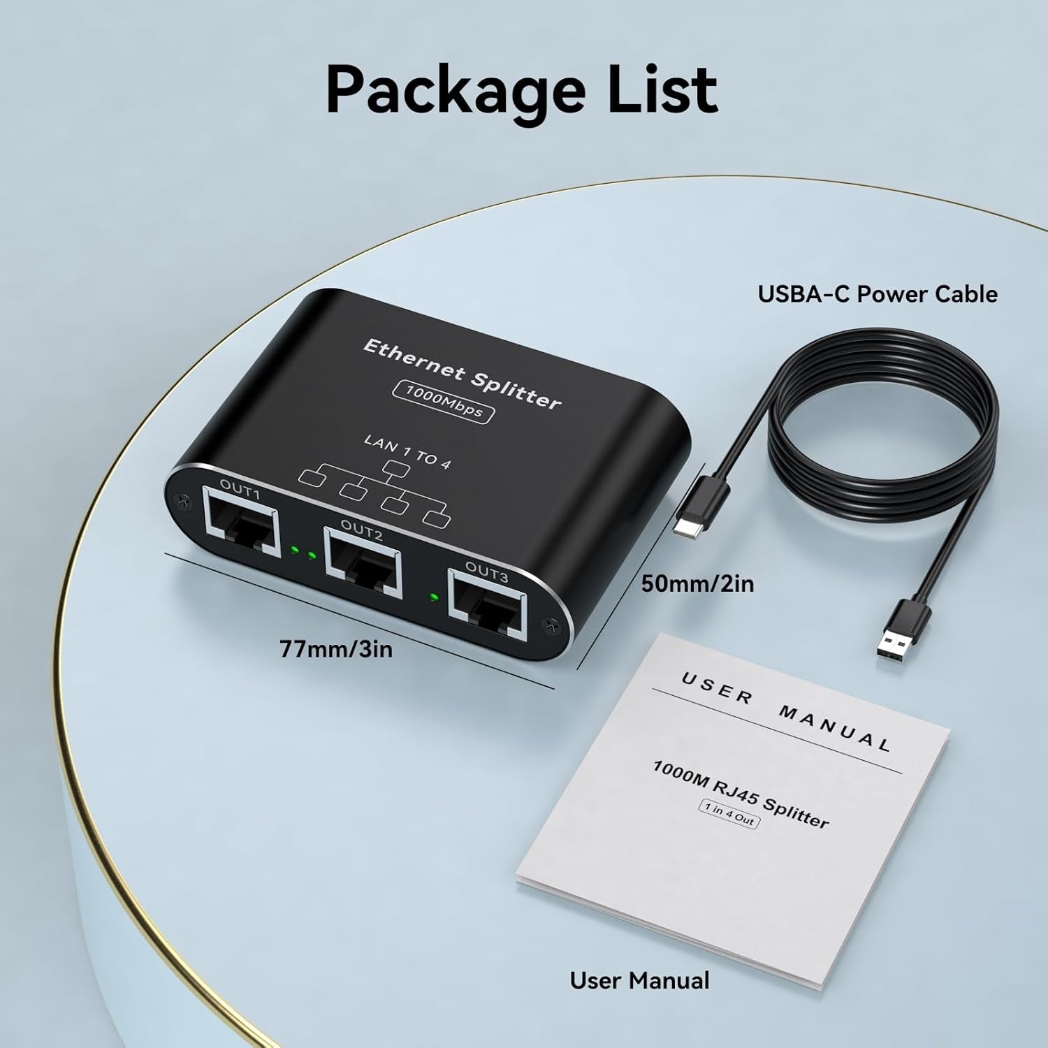 NÖRDIC LAN-splitter 1 til 4 1000 Mbps Gigabit Ethernet for datamaskin, laptop, switch, hub, ruter, digital-TV