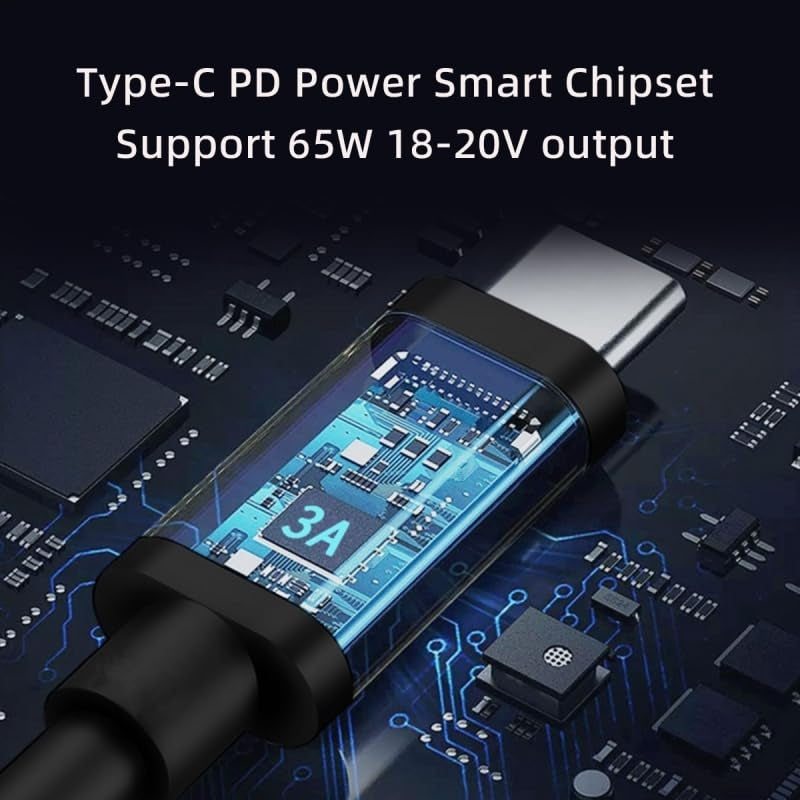 NÖRDIC Ladekabel for bærbar PC USB-C til DC 5,5x2,5 mm 65 W PD 1,5 m