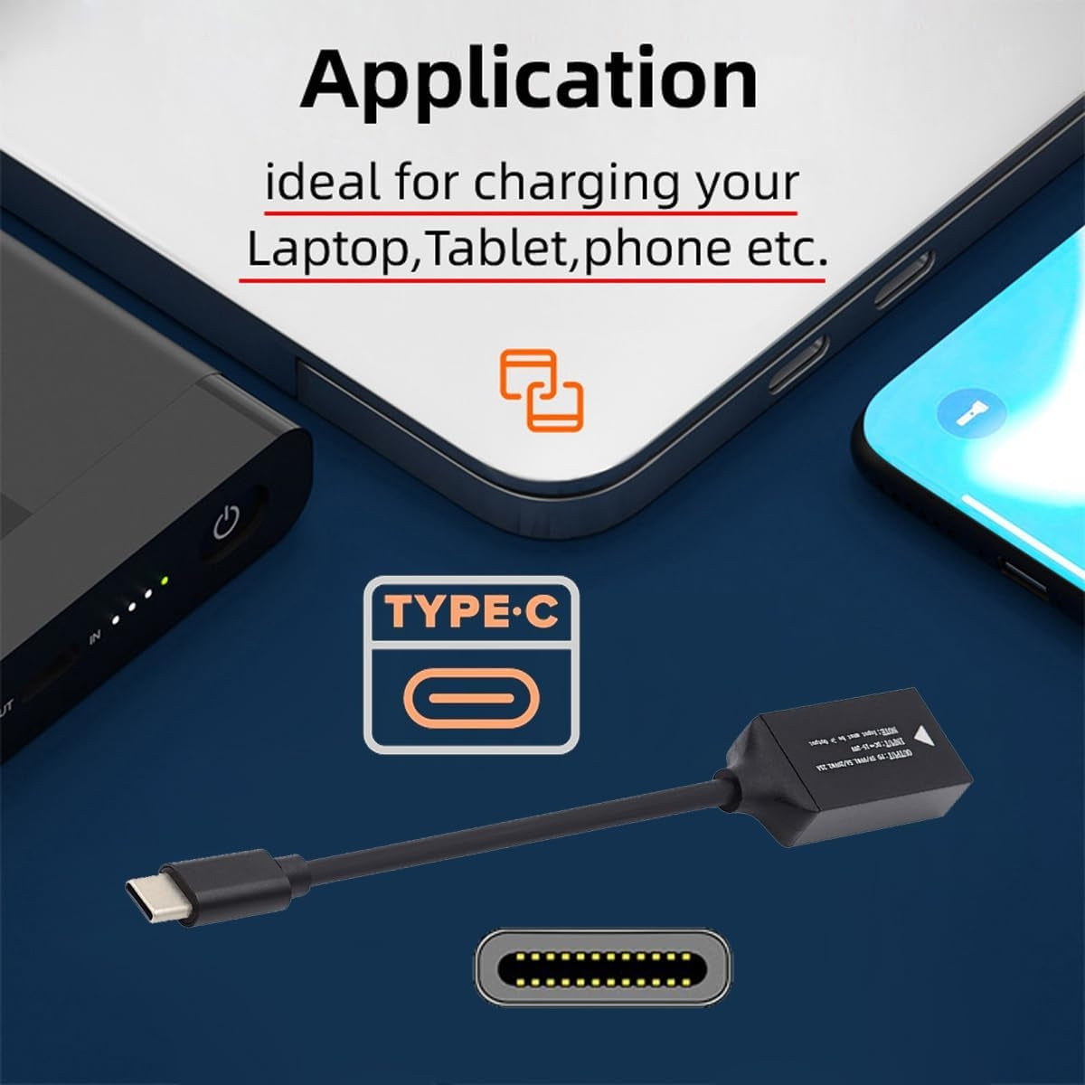 NÖRDIC Lenovo Square Yellow til USB-C-adapter 17cm 65W