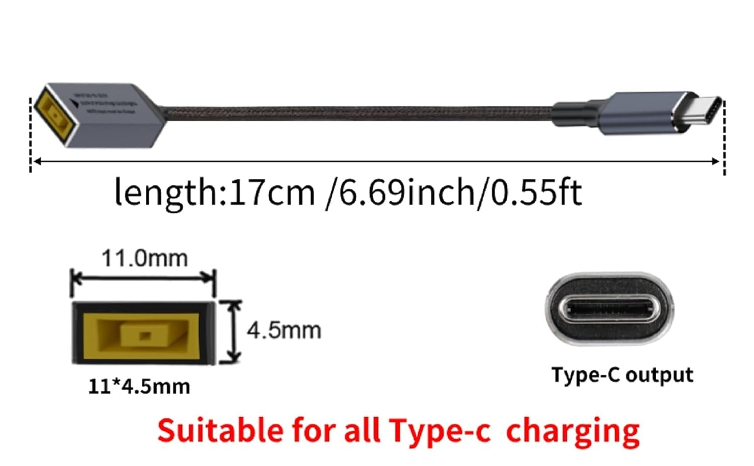 NÖRDIC Lenovo Square Yellow til USB-C-adapter 17 cm