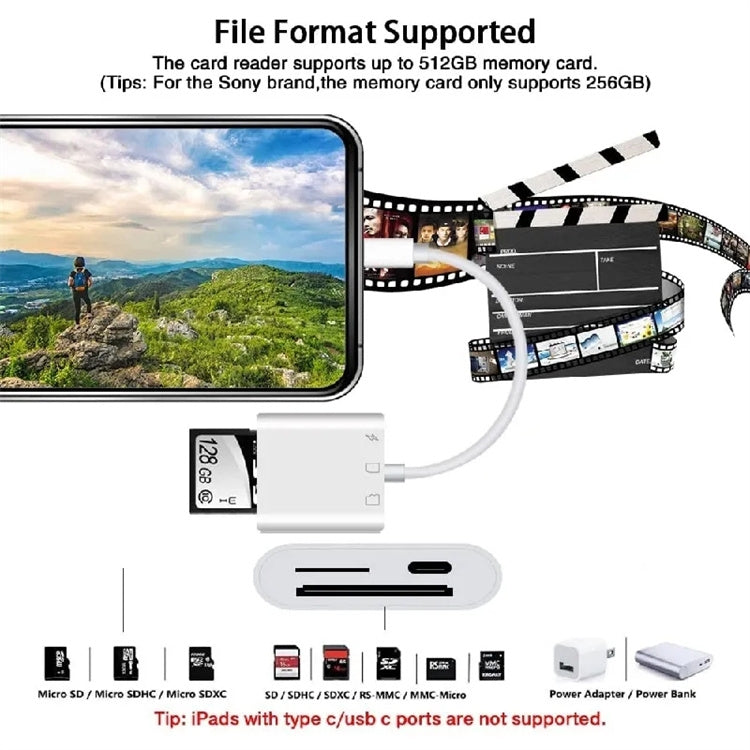 NÖRDIC Lightning-kortleser 2 spor SD, MicroSD 1xLightning-lading UHS-I