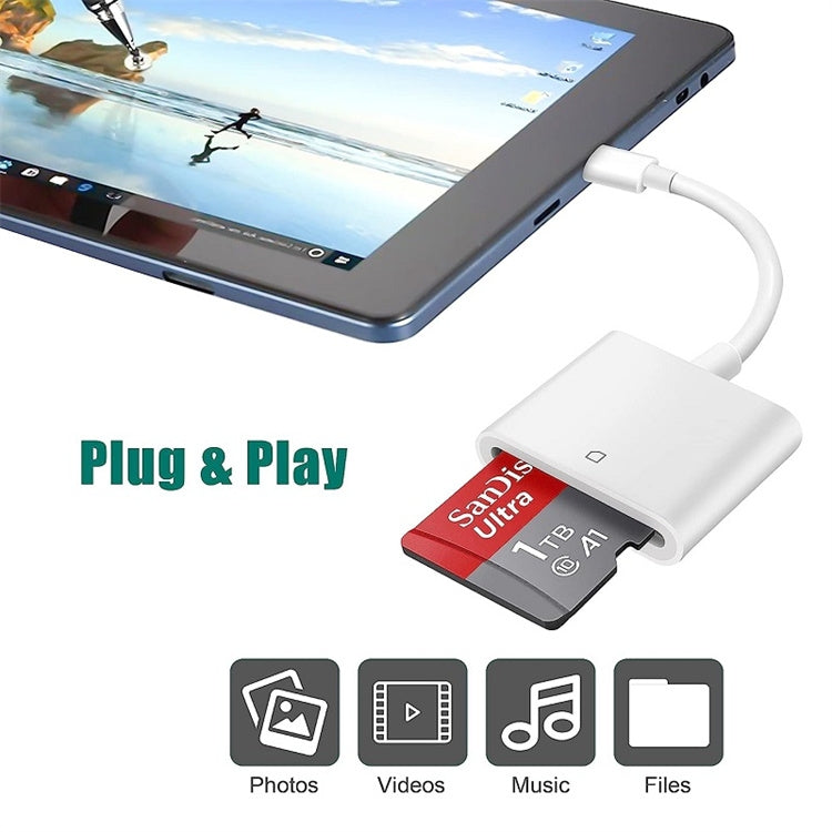 NÖRDIC Lightning-kortleser 2 spor SD, MicroSD 1xLightning-lading UHS-I