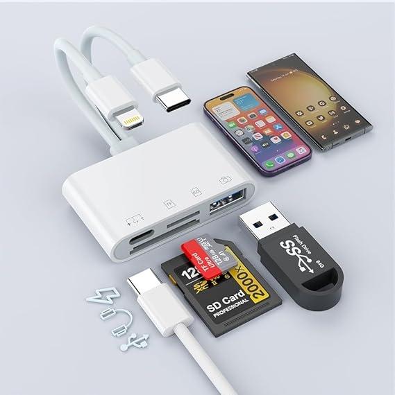 NÖRDIC USB-C, Lightning-kortleser 2 spor SD, MicroSD 1xUSB-A, 1xUSB-C UHS-I