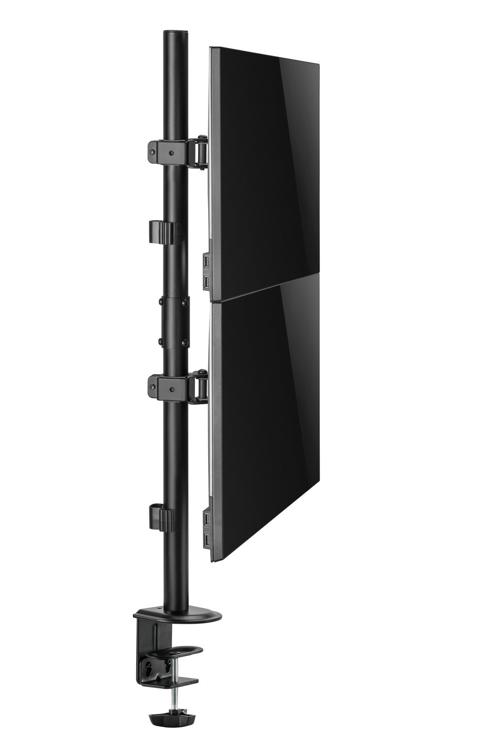 NÖRDIC Monitorarm bordfeste i stål for to skjermer 17-32 tommer, vippbar, roterbar og dreibar, svart, skjermfeste