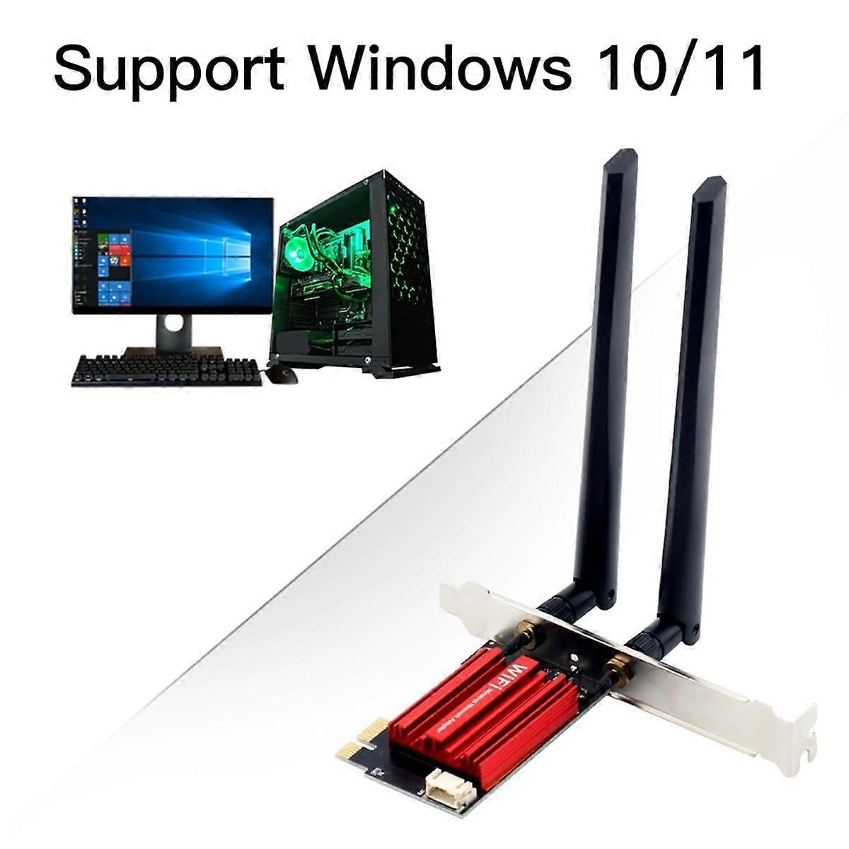 NÖRDIC PCIe AX210 WiFi-kort, tri-band 6 GHz/5 GHz/2,4 GHz internt nettverkskort, 5400 Mbps, PCIe, 8 dBi, Bluetooth 5.3-adapter