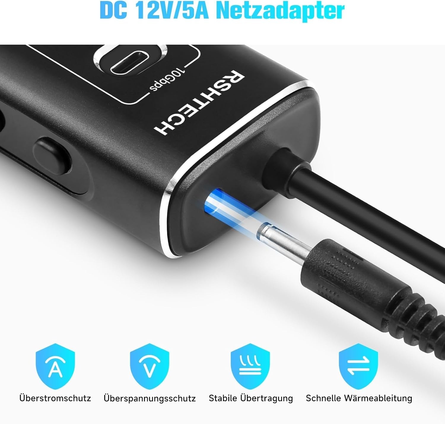 NÖRDIC drevet 10-ports USB-C & A Hub, 3x10G USB-A og USB-C USB3.2 GEN2, 4x5G USB-A USB3.2 GEN1, 1xUSB-C 20W PD, 2xUSB-A lading med individuell bryter