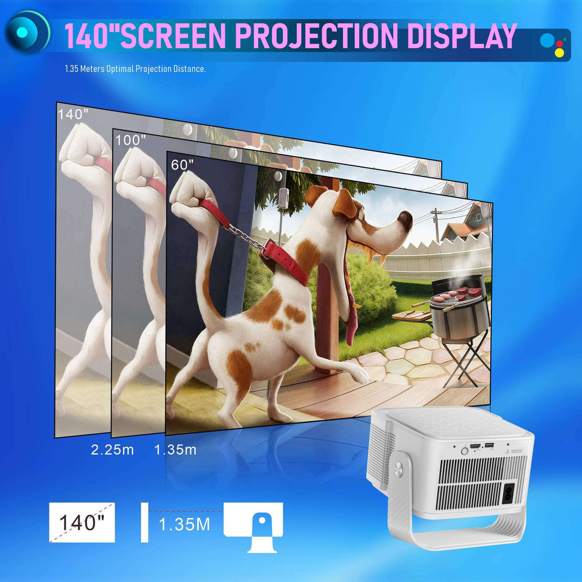 NÖRDIC Projektor Google-sertifisert 1080p 500 ANSI lumen 2.4/5G WiFi 6 Android 11
