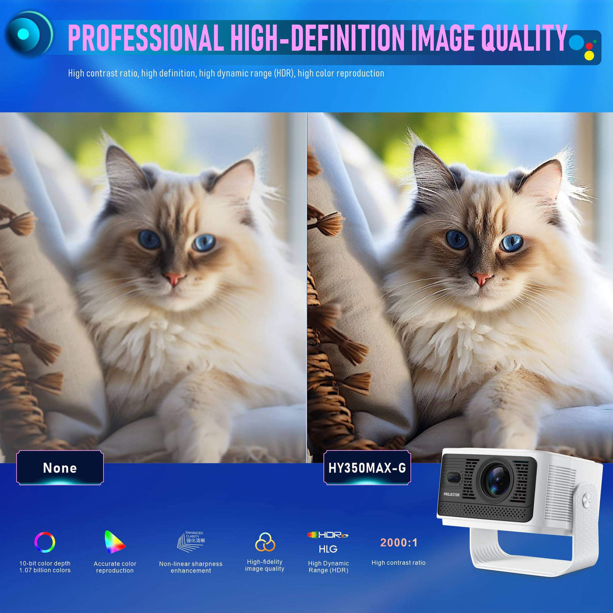 NÖRDIC Projektor Google-sertifisert 1080p 500 ANSI lumen 2.4/5G WiFi 6 Android 11