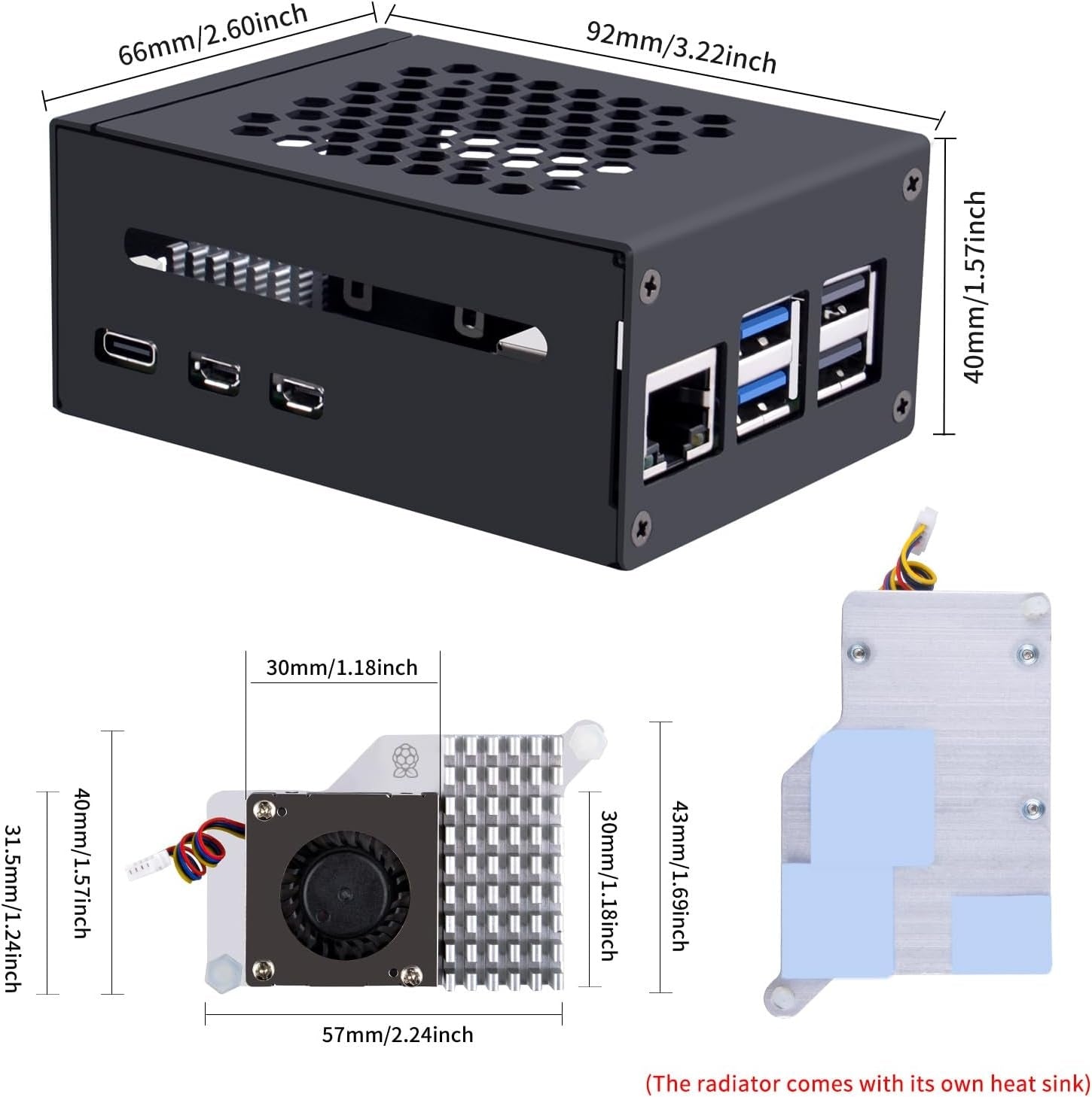NÖRDIC Raspberry Pi 5-kabinett med Pi5-offisiell aktiv kjøler, støtte for PCIe M.2 NVMe SSD