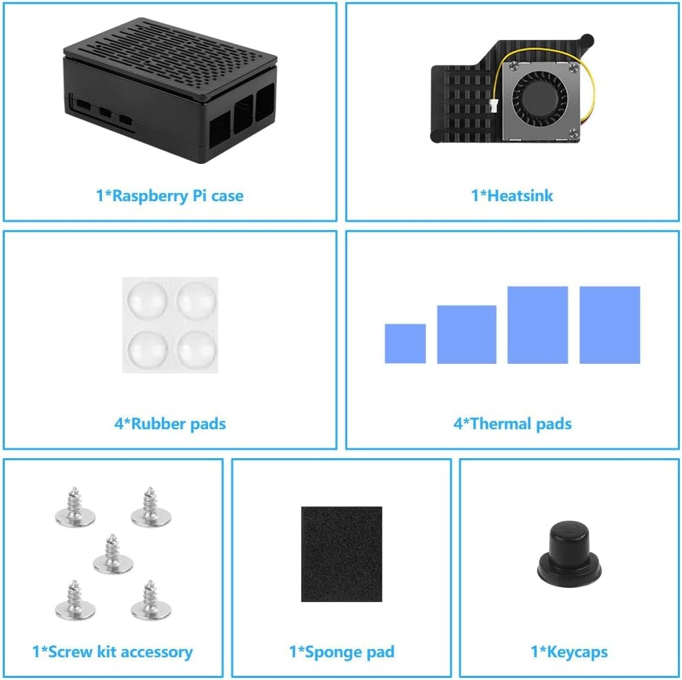 NÖRDIC Raspberry Pi 5-kabinett med Pi5-offisiell aktiv kjøler, støtte for PCIe M.2 NVMe SSD Shield Top, for Raspberry Pi 5 4GB/8GB