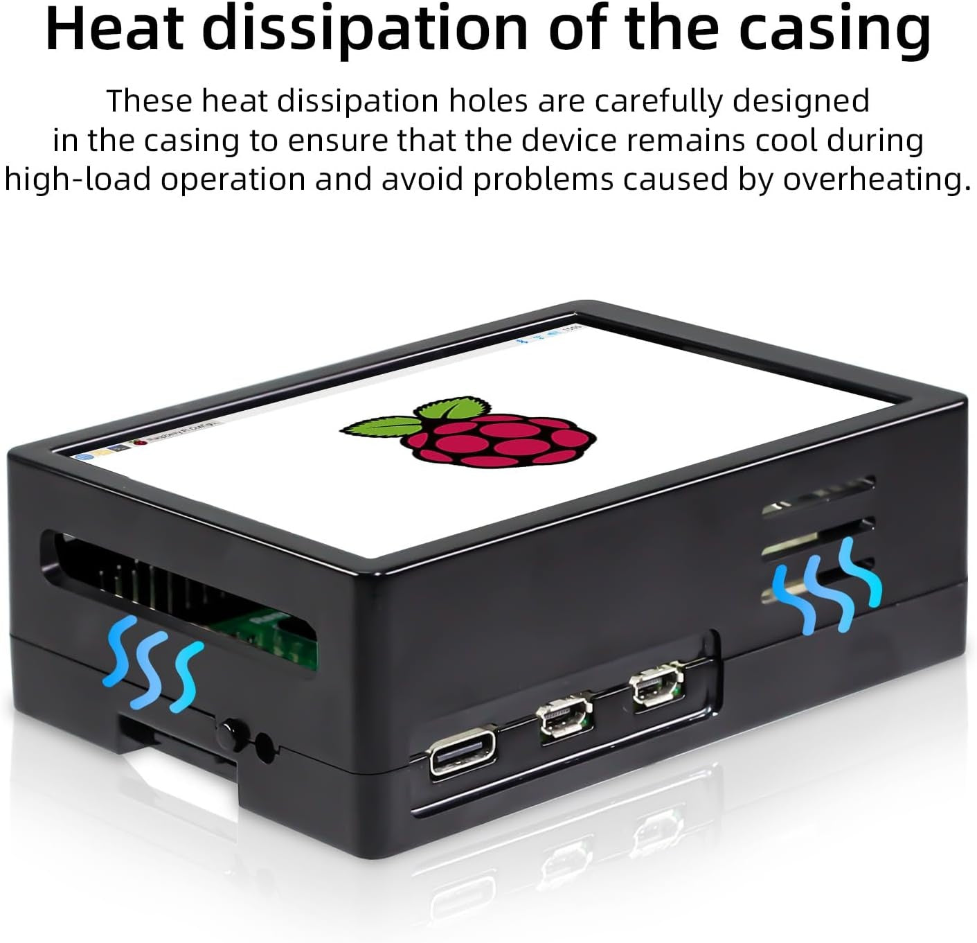 NÖRDIC 3,5" Berøringsskjerm med Raspberry Pi 5-kabinett, 480x320 TFT LCD-panel, 60Hz-skjerm med minivifte og heatsink
