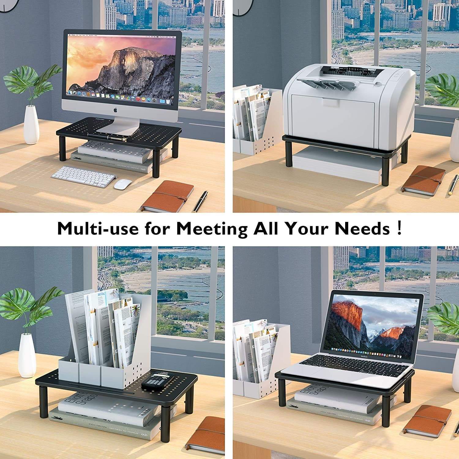 NÖRDIC bordstigning for skjerm, bærbar PC, skriver og TV opp til 20 kg 3 høydejusterbar