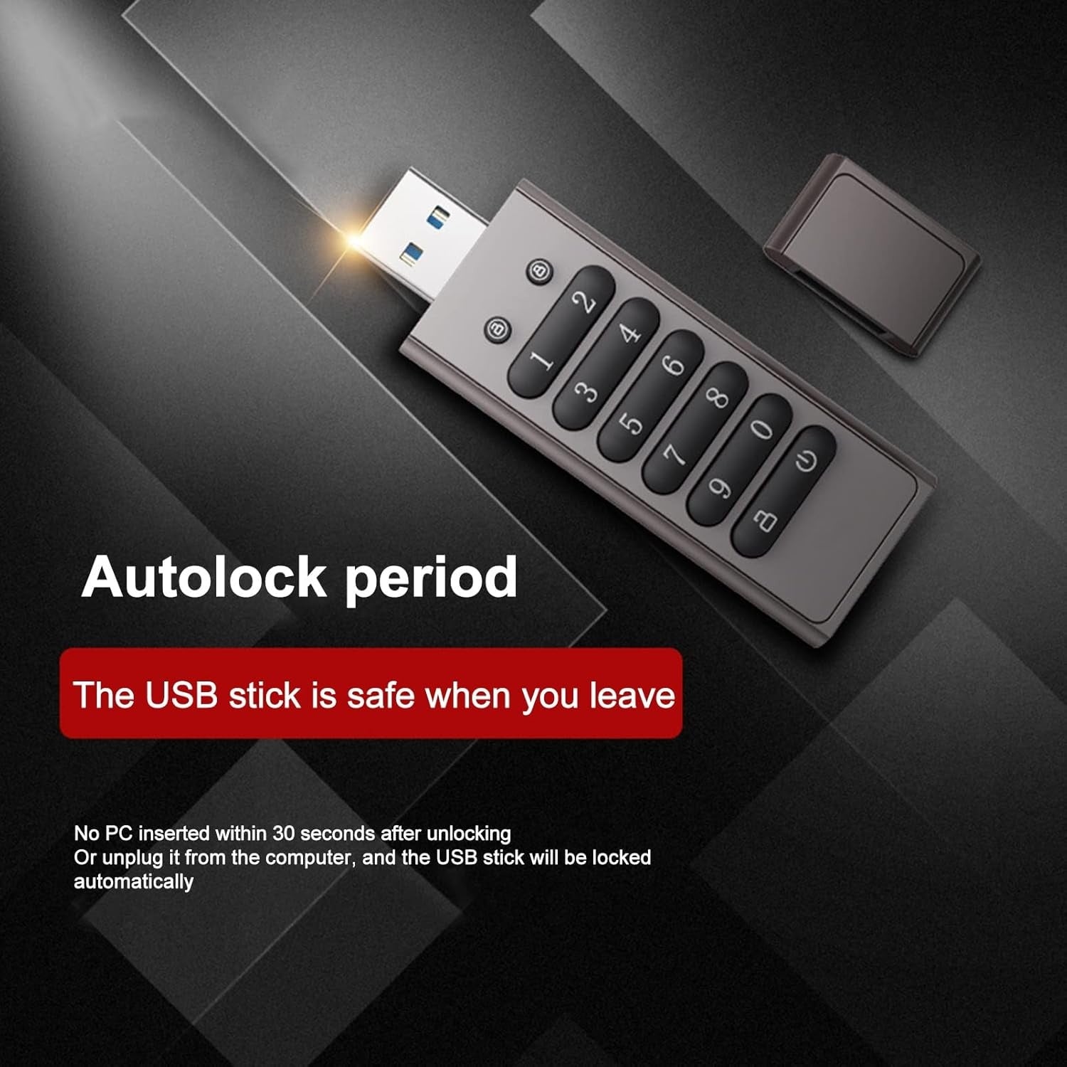 NÖRDIC Sikkert kryptert USB-minne med passordbeskyttelse og låsende AES-256-bit, USB 3.0-minne for personlig beskyttelse 128GB