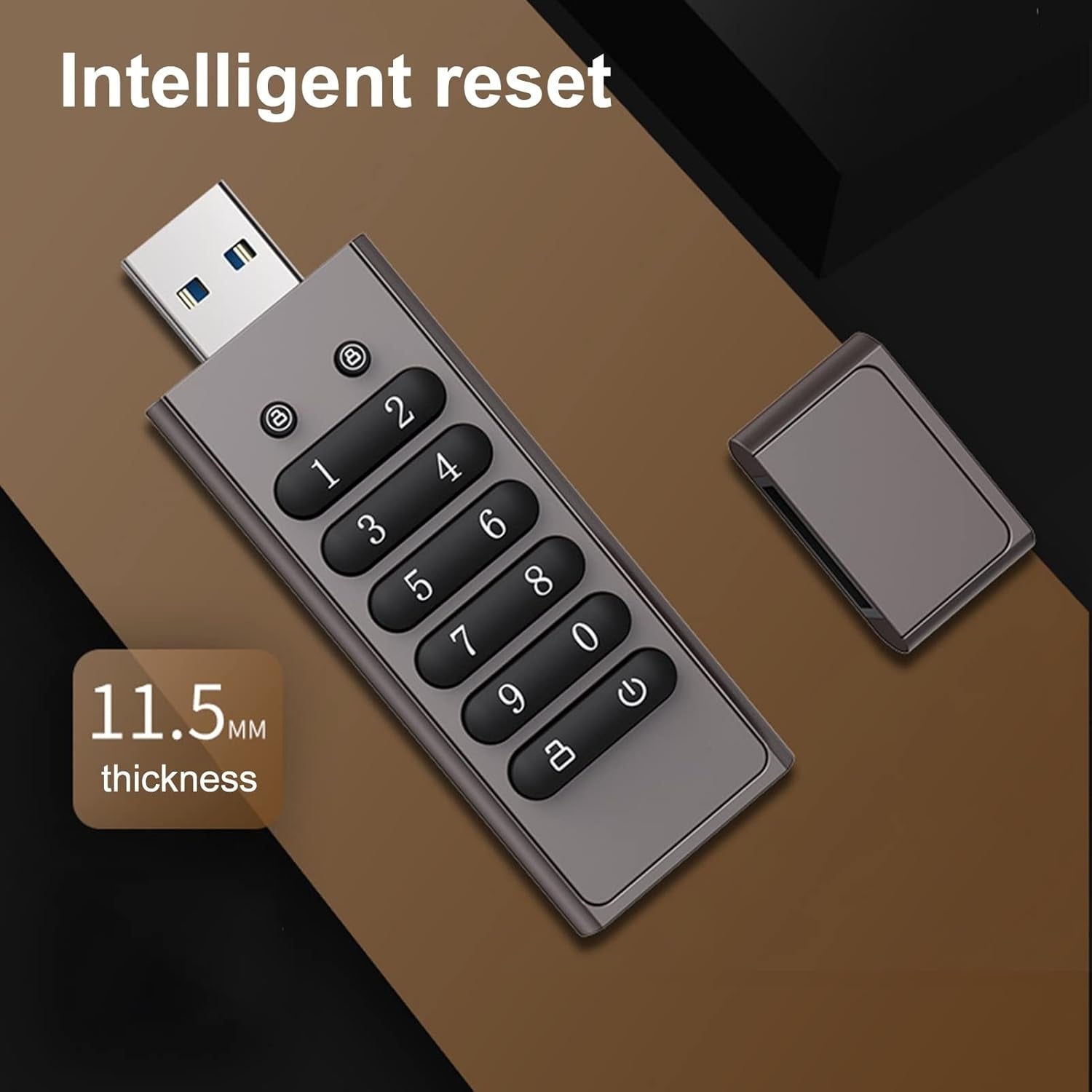 NÖRDIC Sikkert kryptert USB-minne med passordbeskyttelse og låsende AES-256-bit, USB 3.0-minne for personlig beskyttelse 128GB
