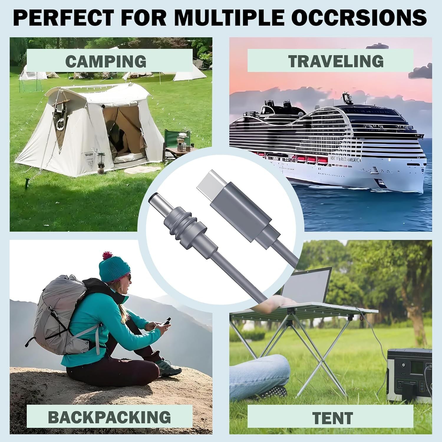 Starlink Mini-kabel 3 m USB-C til DC Vanntett 100W Inngang Utendørs Camping Reise Arbeid