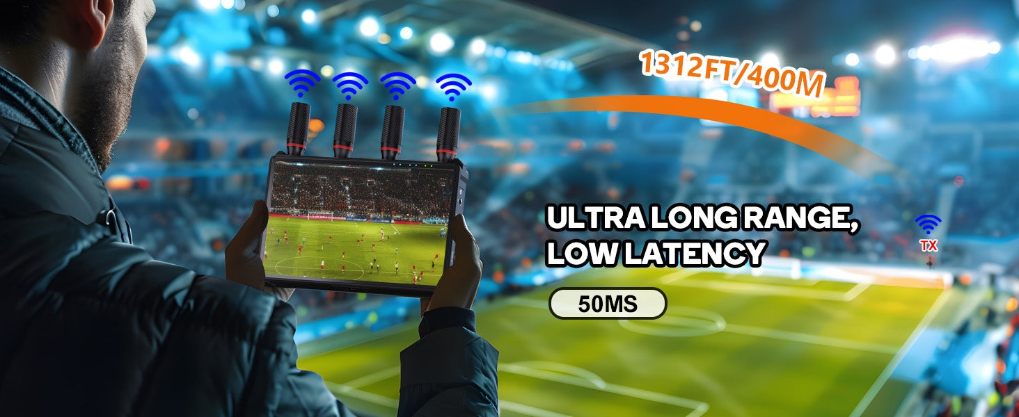 NÖRDIC Trådløs Bærbar 7" skjerm, video sender og mottaker, 2.4G/5.0G, 4k HDMI INPUT / 1080p OUTPUT, 400m