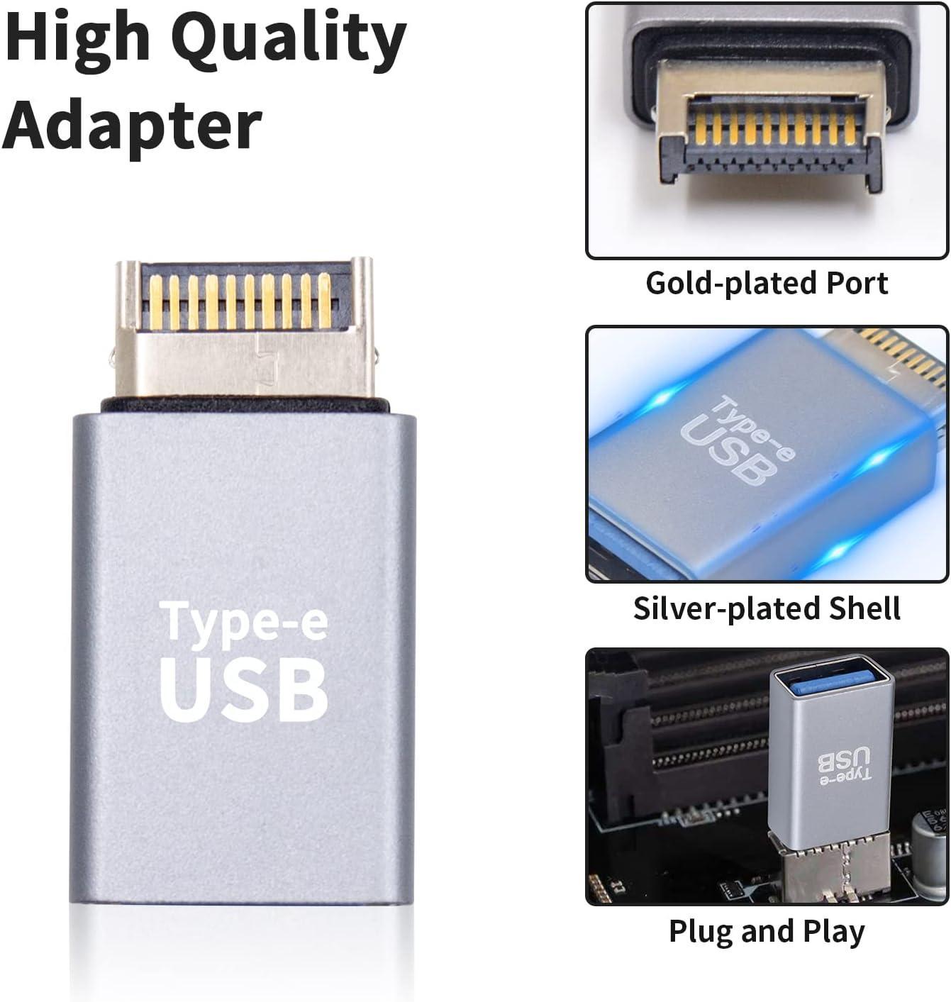 NÖRDIC Type E hann til USB-A hunn frontpaneladapter 10Gbps USB3.1 Type E hovedkortadapter
