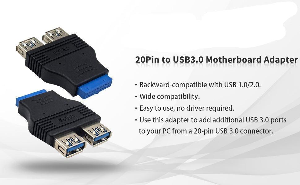 NÖRDIC USB 3.0 20 pin header til 2xUSB-A 3.0 adapter
