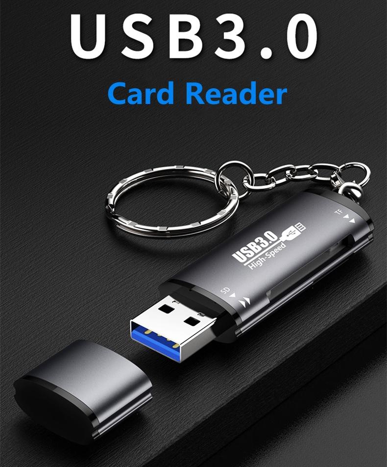 NÖRDIC USB-A 5Gbps SD og TF minnekortleser