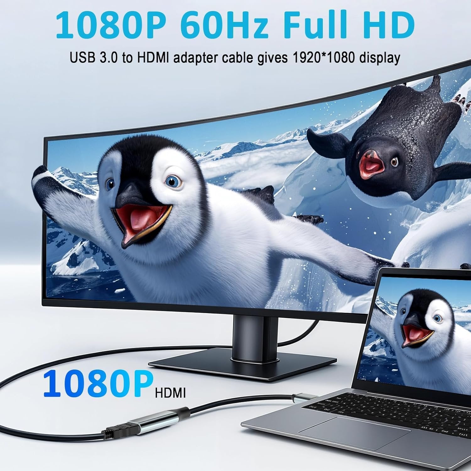 NÖRDIC USB3.0 til HDMI-omformer 1080P 60Hz