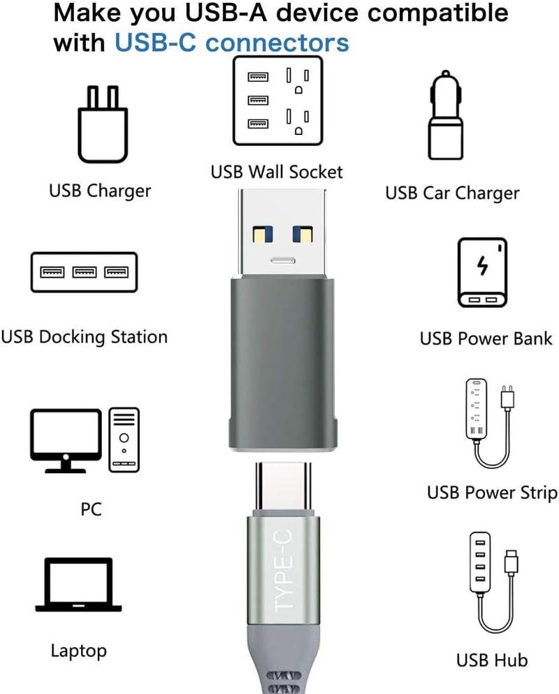 NÖRDIC USB3.2 Gen2 USB-C til USB-A-adapter 10 Gbps metall plass grå