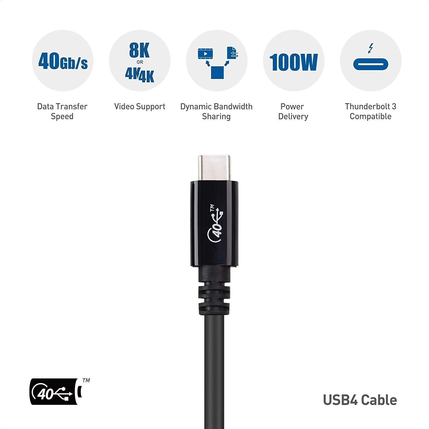 NÖRDIC USB4-kabel 2m 40Gbps data 8K video PD 100W kompatibel med Thunderbolt 3
