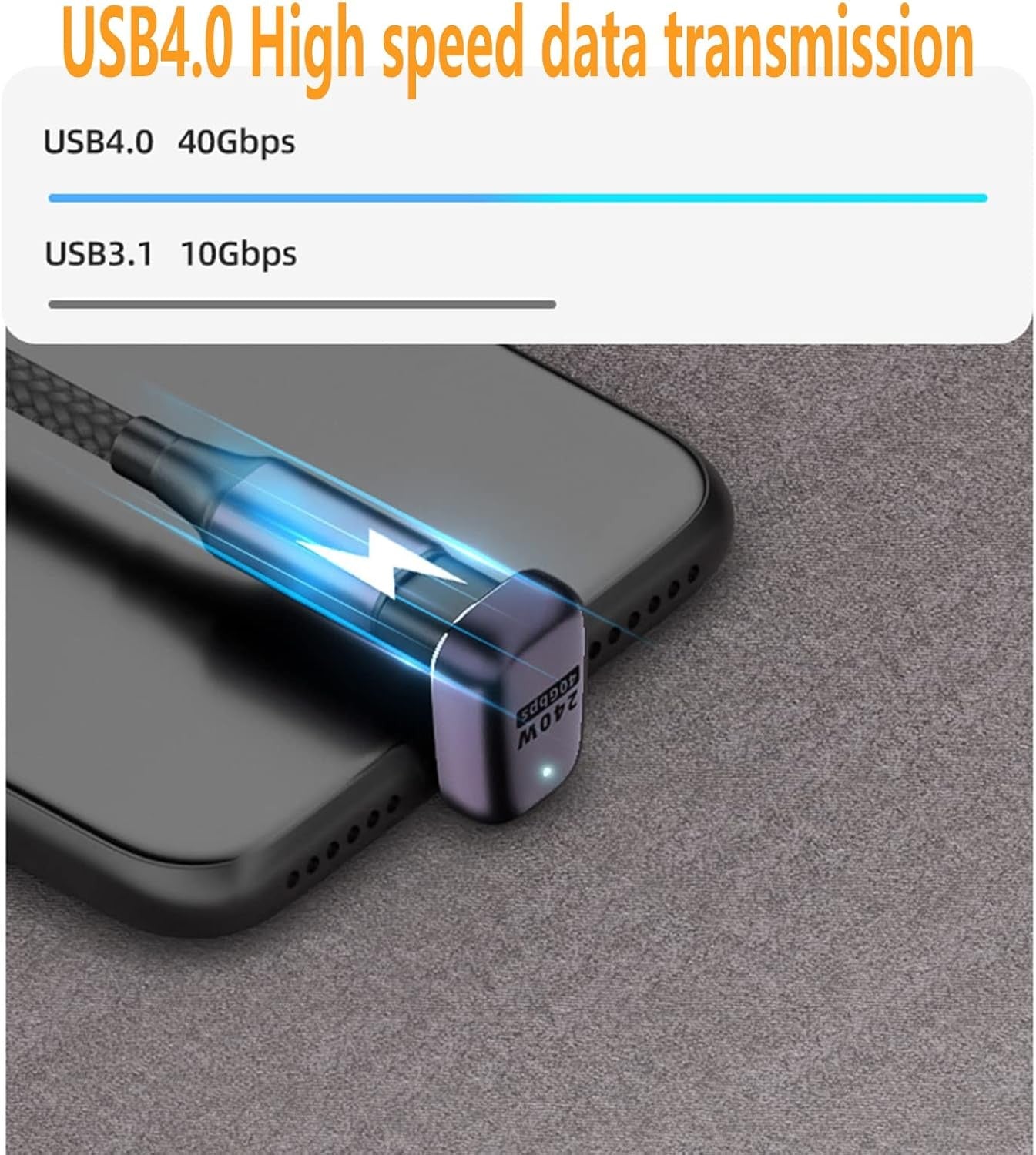 NÖRDIC USB4 vinklet adapter hann til hunn 40G 8K60Hz PD100W