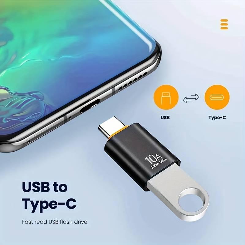 NÖRDIC USB-A 3.1 OTG hunn- til USB C-hannadapter, USB-C-adapter for synkronisering og lading, aluminium oransje