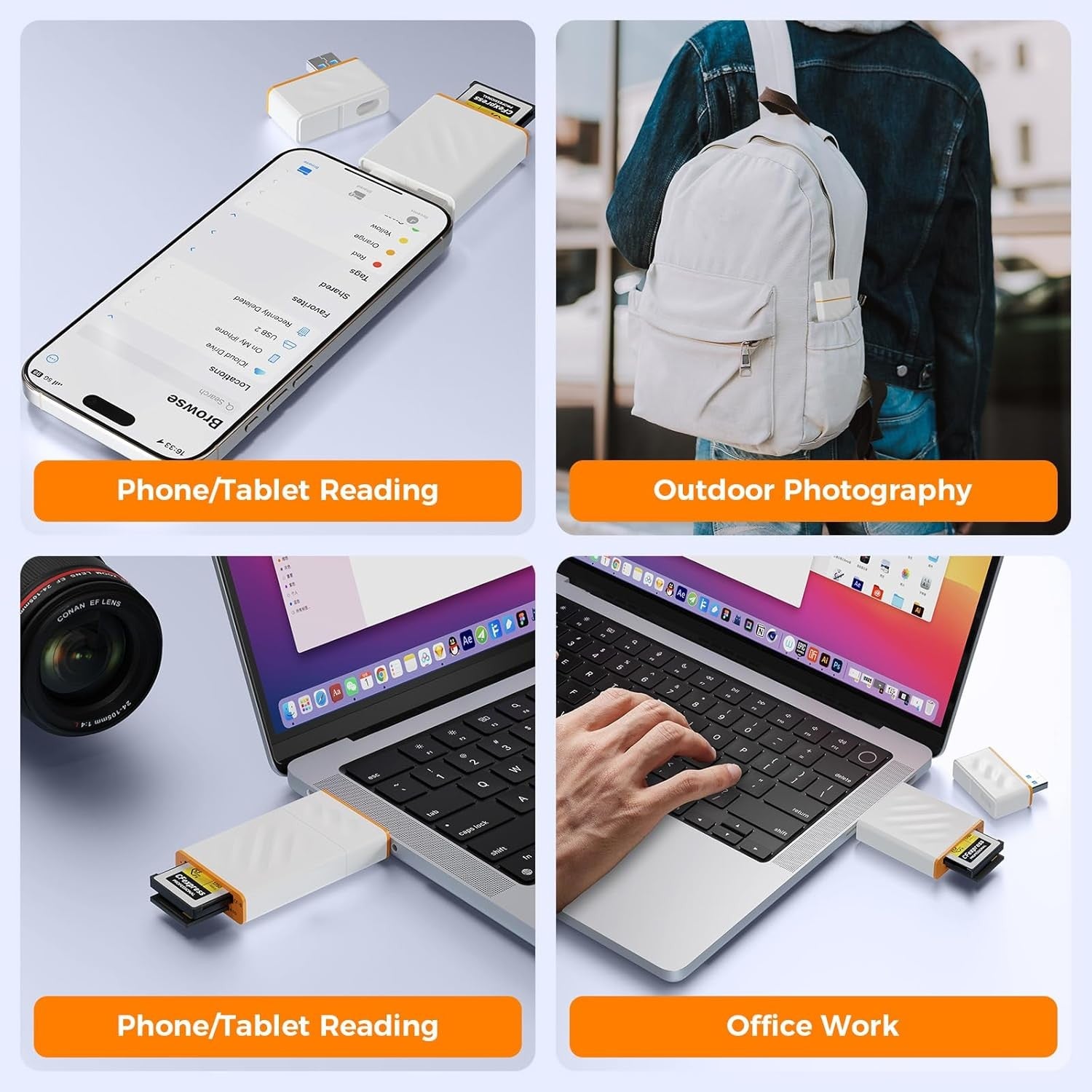 NÖRDIC USB-A, USB-C 3.0 Kortleser 2 Slot CFexpress Type B, SD3.0 UHS-I