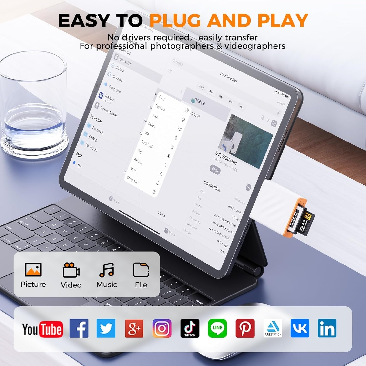 NÖRDIC USB-A, USB-C 3.0 Kortleser 2 Slot CFexpress Type B, SD3.0 UHS-I