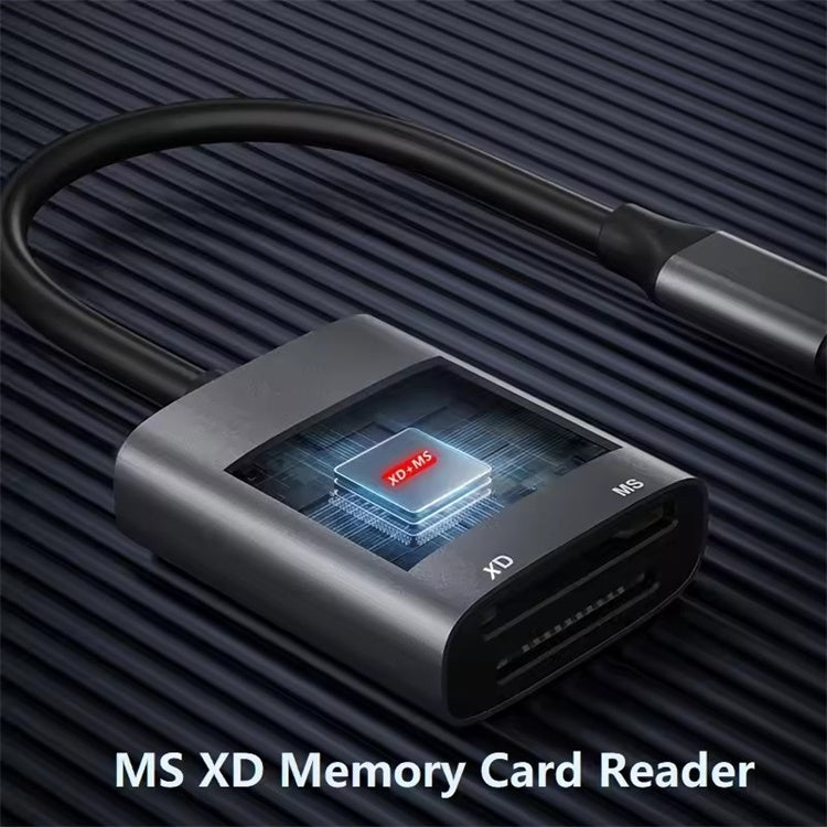 NÖRDIC USB-C/USB-A kortleser 2 spor MS, xD UHS-I