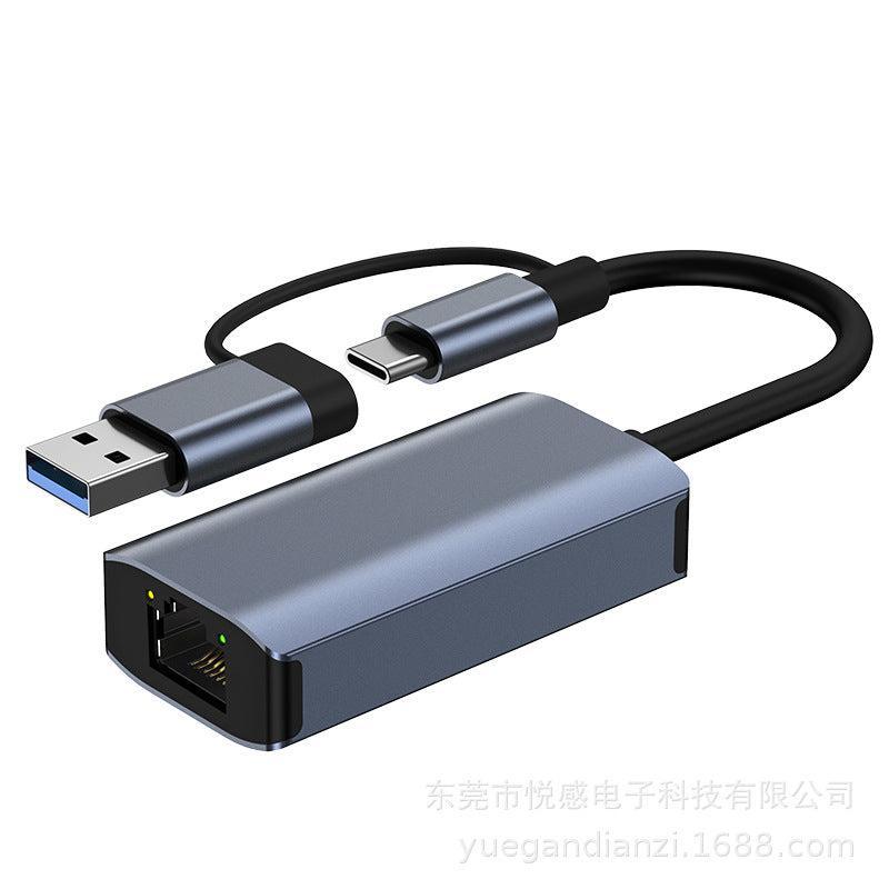 NÖRDIC USB-A og C 3.1 til Giga Ethernet nettverksadapter USB-A og USB-C Space Grey Aluminium RTL8153