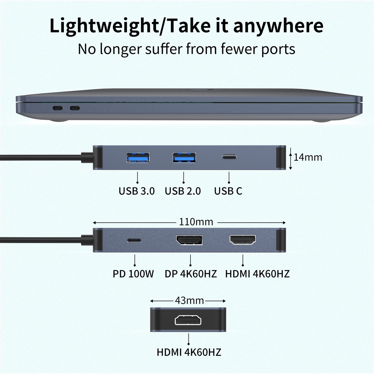 NÖRDIC USB-C 1 to 7 Docking Station 2xHDMI 1xDP 1xUSB-C PD 3xUSB