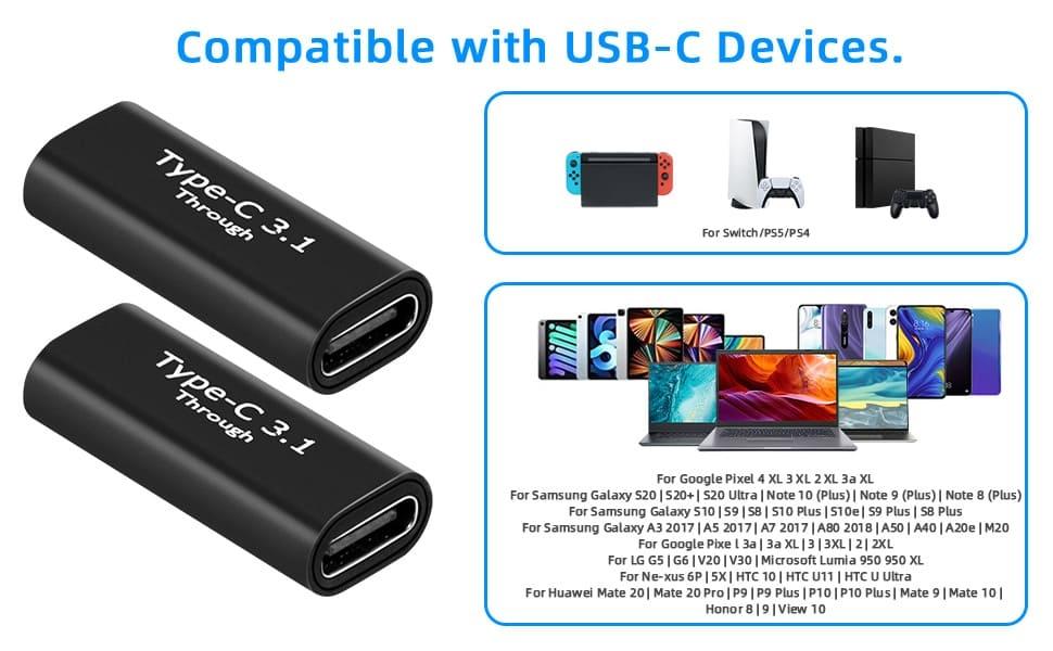 NÖRDIC USB C 3.1 Sexveksler Kvinne til Kvinne USB Type C 3.1 Adapter