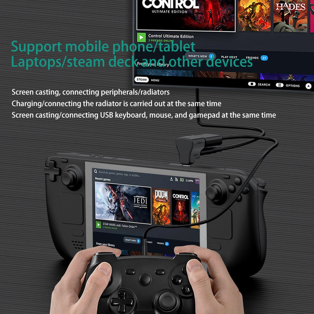 NÖRDIC USB-C-adapter 1 til 2 USB-C 3.1 + USB-A 10 Gbps 4K60Hz 100W PD