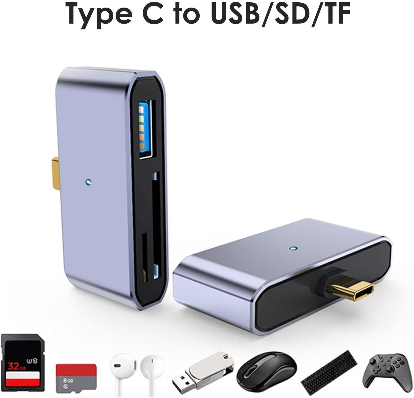 NÖRDIC USB-C kortleser for SD MicroSD USB-A 3.1