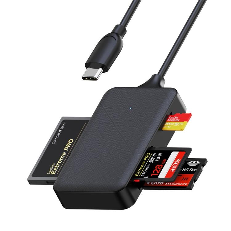 NÖRDIC USB-C kortleser 4 spor CF, SD, MicroSD, MS UHS-I