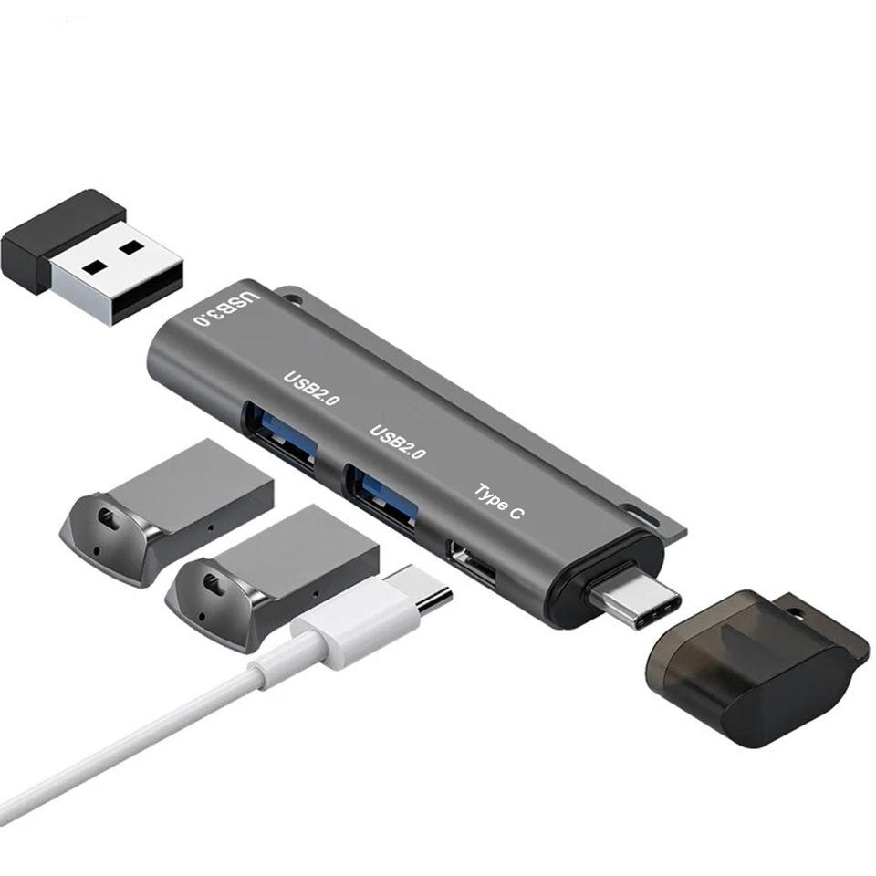 NÖRDIC 4-porters USB-C Hub 2xUSB-A 2.0, 1xUSB-A 3.1, 1xUSB-C 3.1