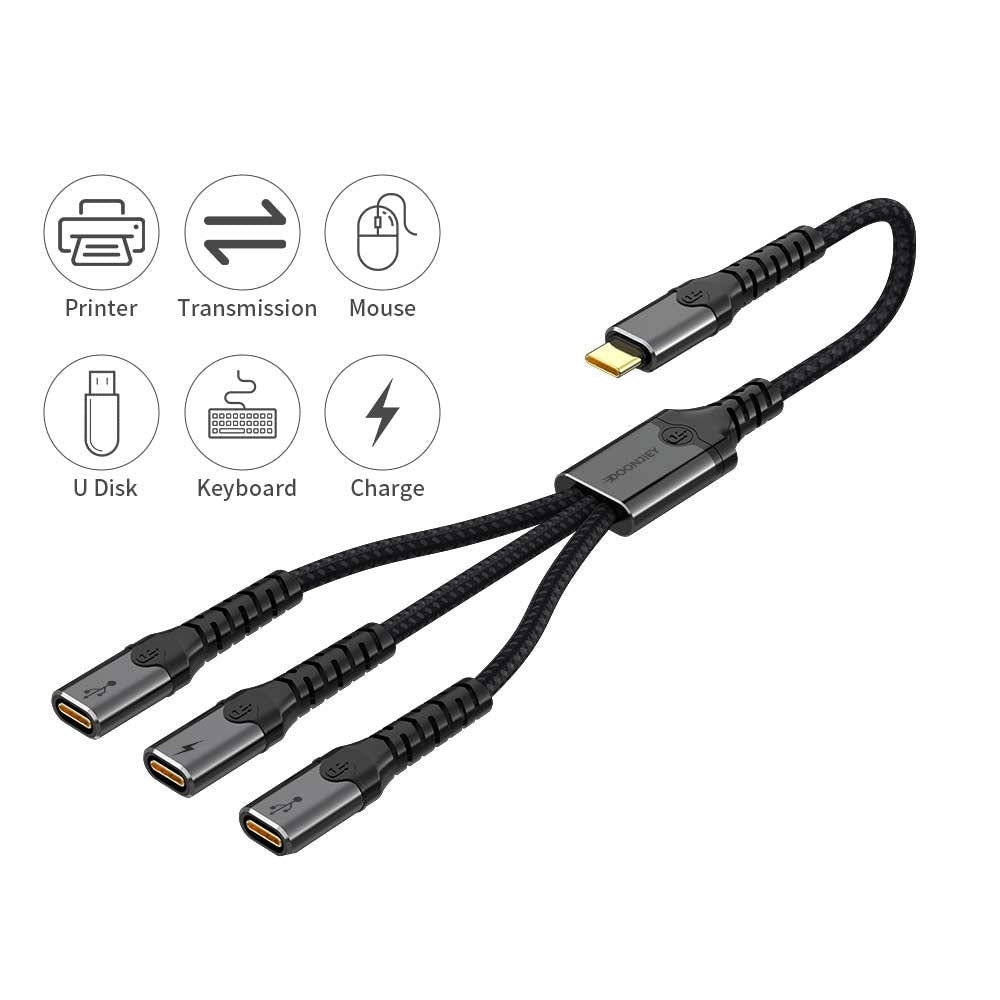 NÖRDIC USB-C Hub til 1xUSB-C PD60W og 2xUSB-C