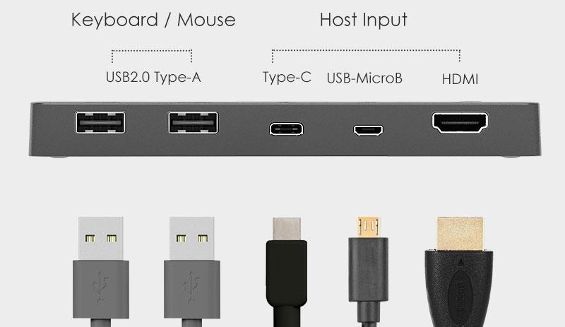 NÖRDIC KVM-svitsj 2 til 1 USB-C & HDMI 4K60Hz 2xUSB-A