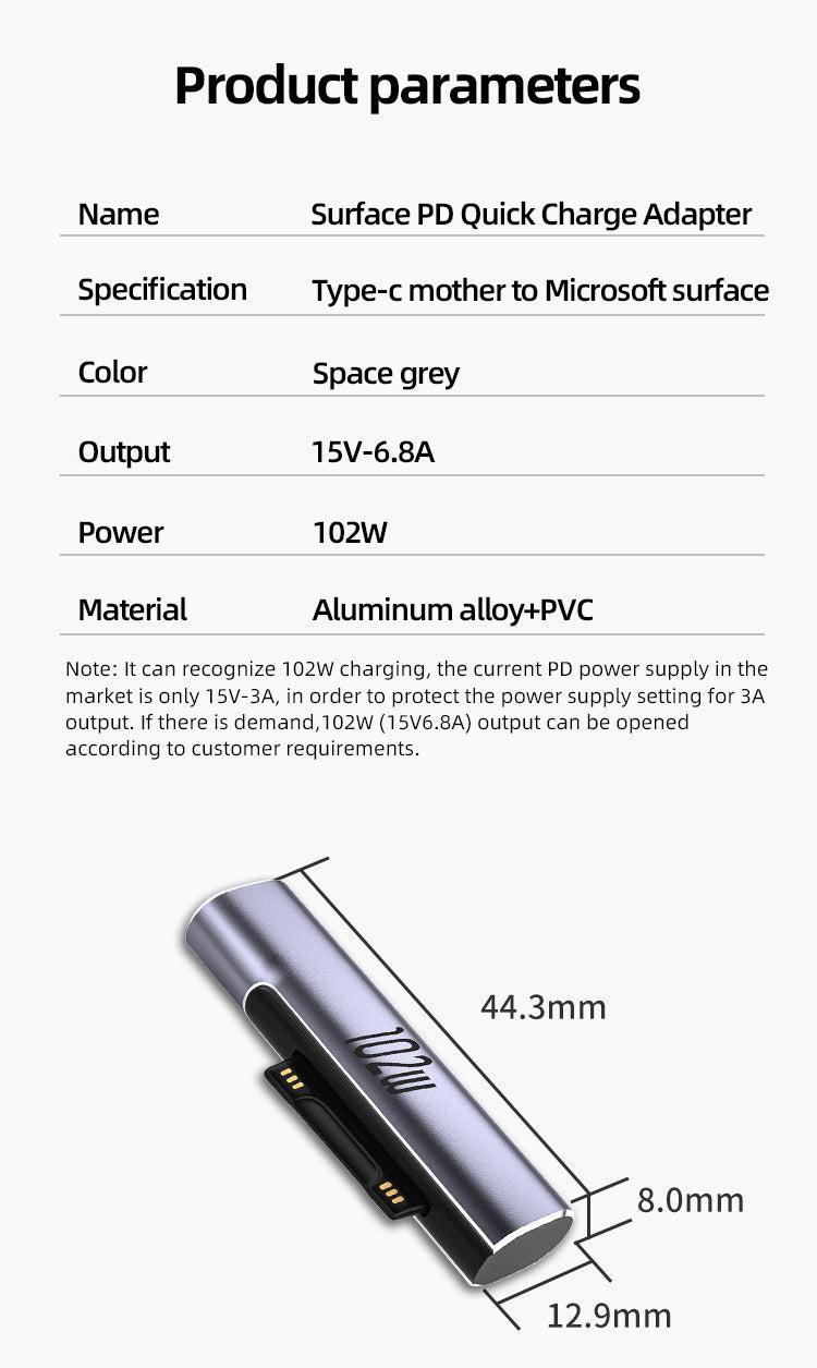 NÖRDIC USB-C ladeadapter for Microsoft Surface 15V 6.8A 102W