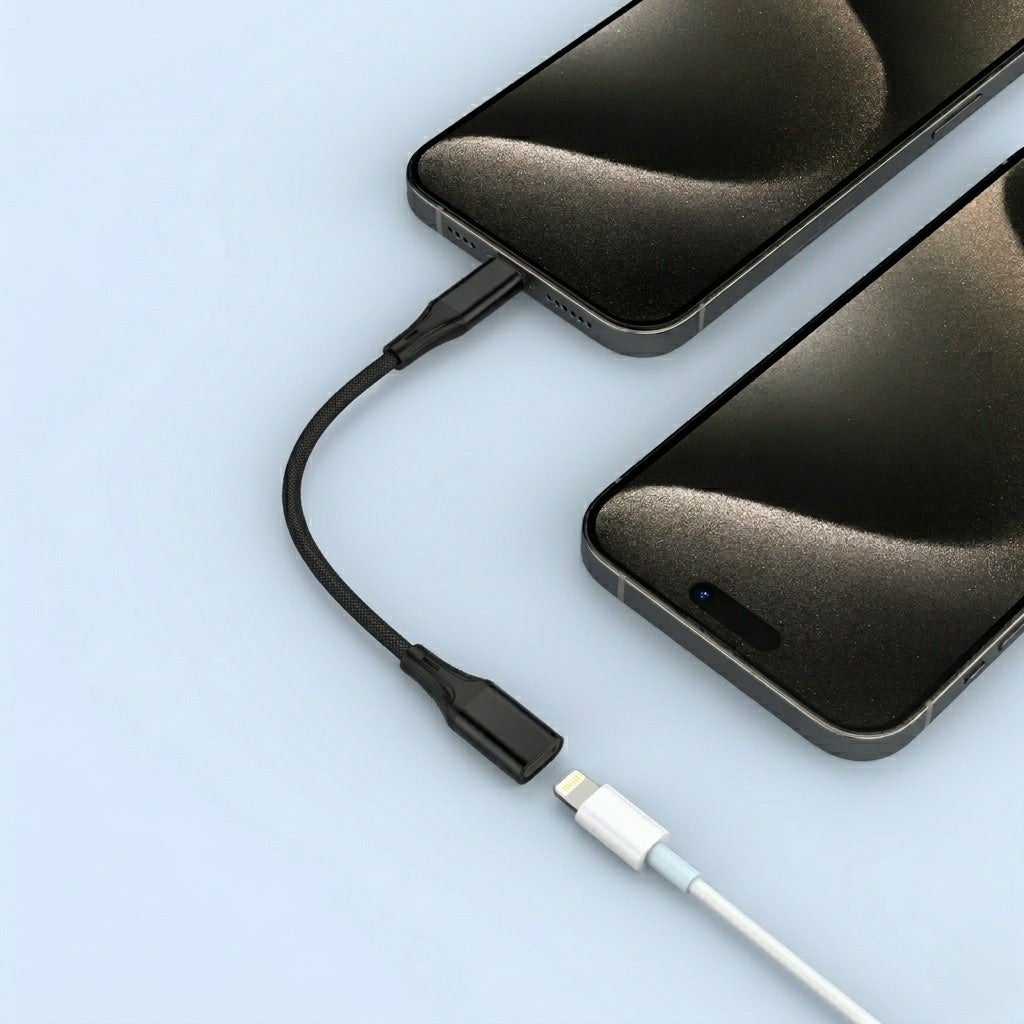 NÖRDIC USB-C hann til Lightning hunn-adapter 15 cm