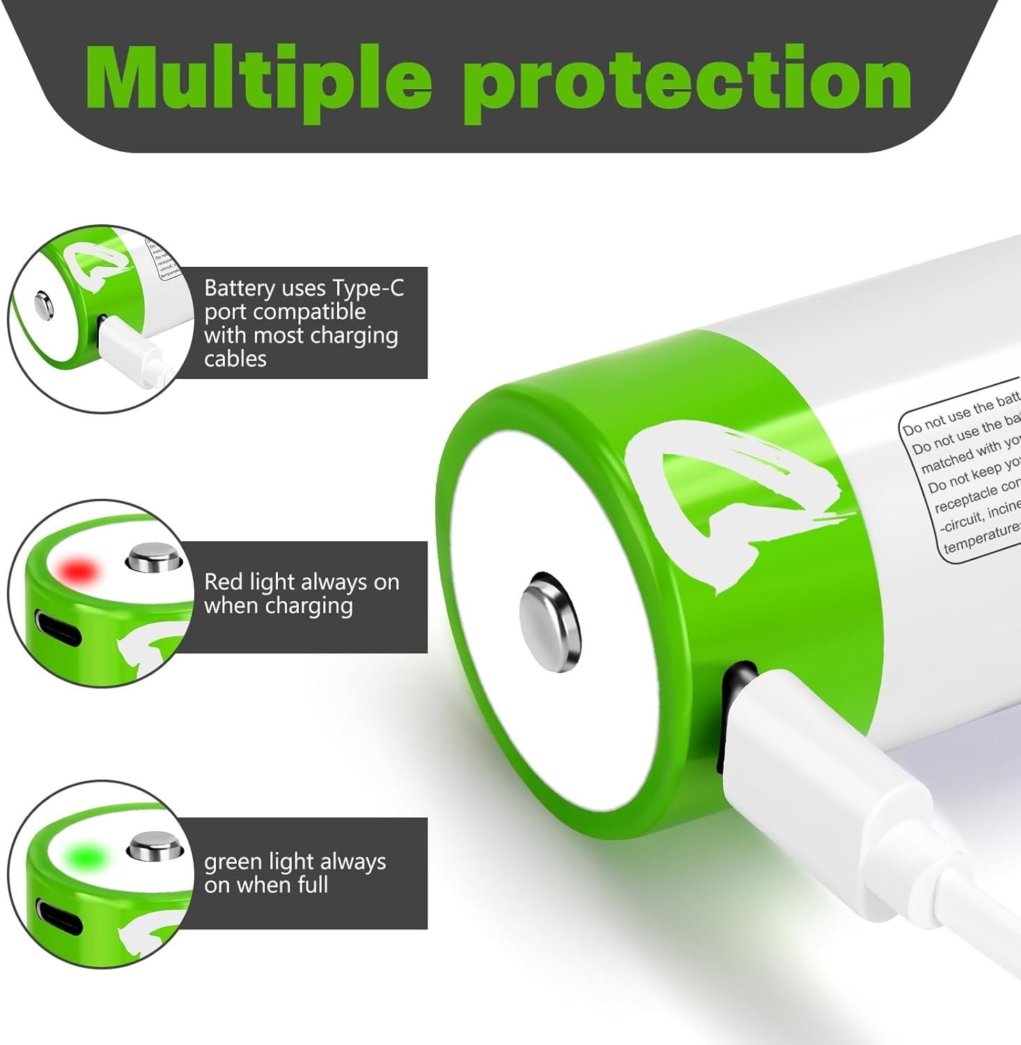 NÖRDIC USB-C Rechargeable D batteries 2-pack 1.5V LR20