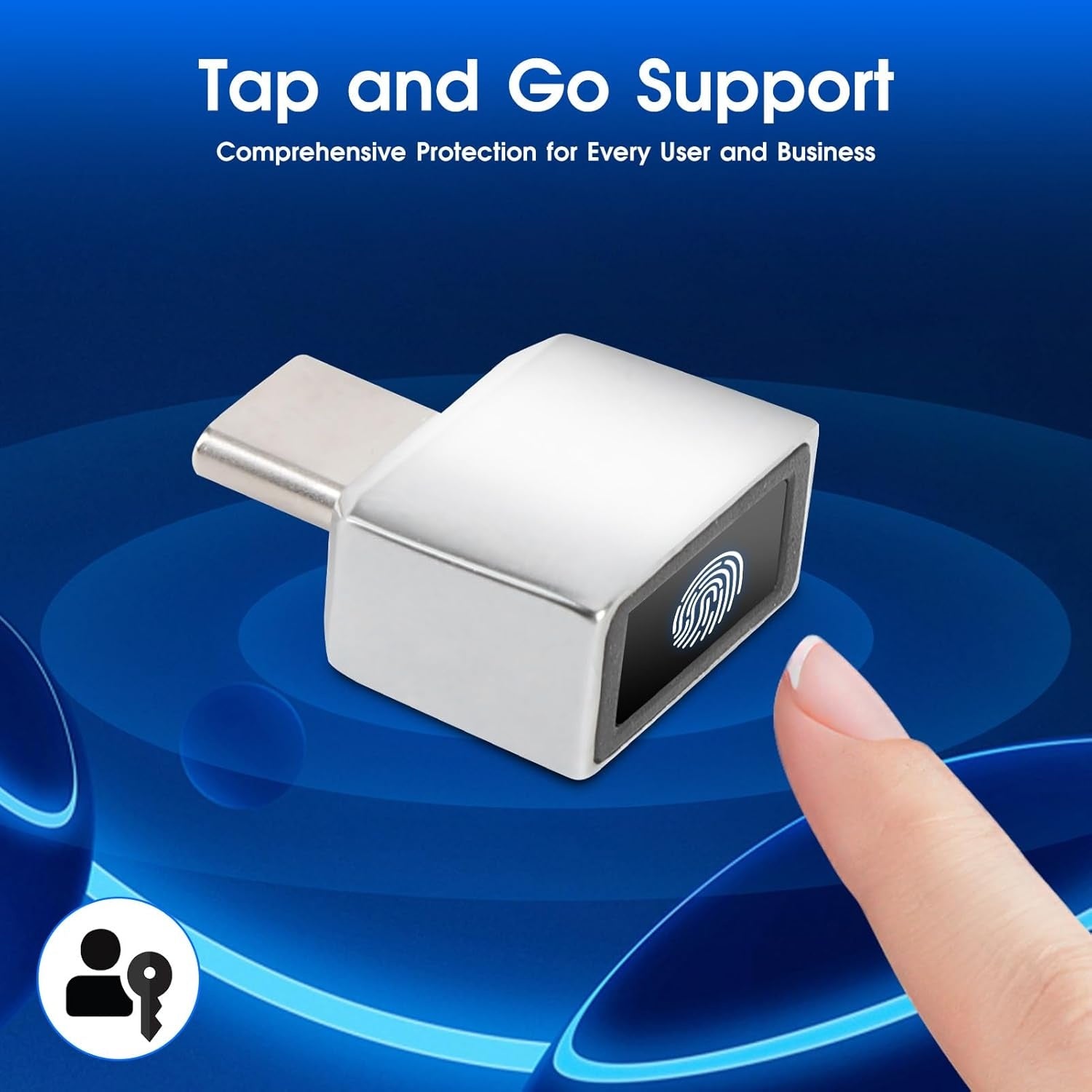 NÖRDIC USB-C Windows Hello Fingeravtrykksleser for Windows 11/10, Sikkerhetsenhet for pålogging på PC og bærbar PC, Raskt og sikkert lås