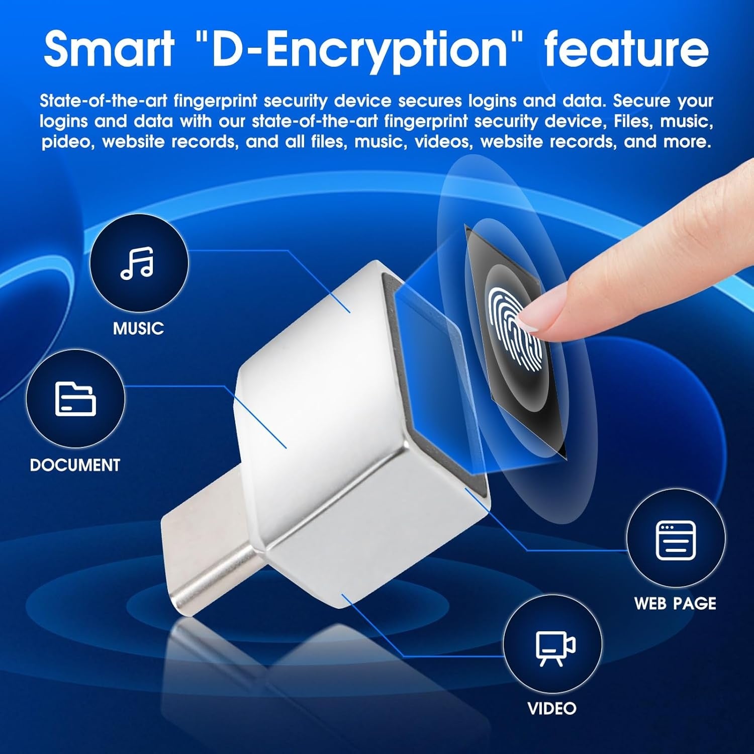 NÖRDIC USB-C Windows Hello Fingeravtrykksleser for Windows 11/10, Sikkerhetsenhet for pålogging på PC og bærbar PC, Raskt og sikkert lås