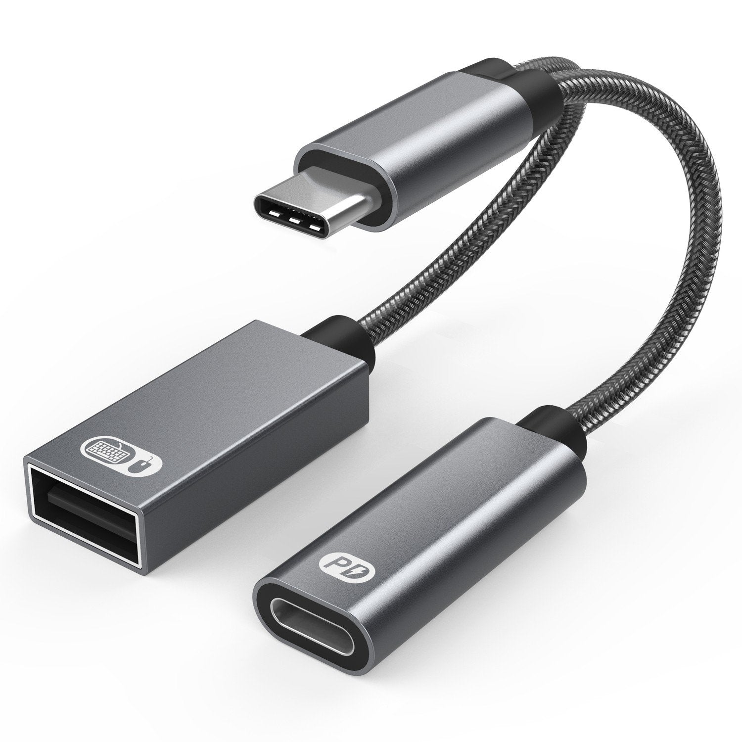 NÖRDIC USB-C hub 2 porter 1x USB-A 2.0 1x USB-C PD 3.0 60W