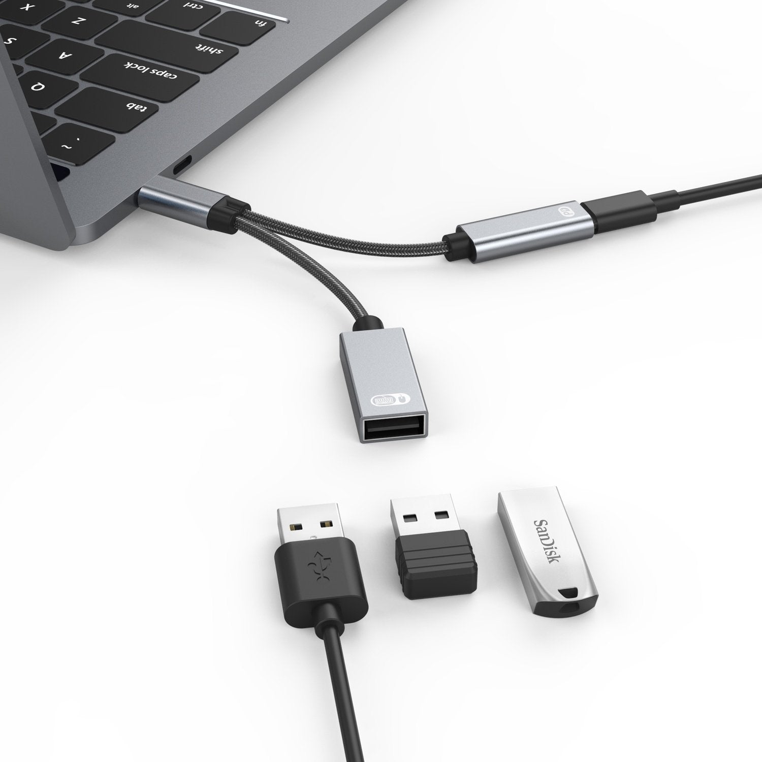 NÖRDIC USB-C hub 2 porter 1x USB-A 2.0 1x USB-C PD 3.0 60W